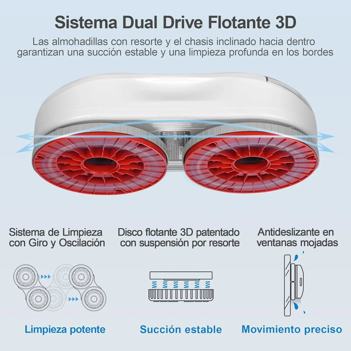 HUTT S55 Pro Robot Glass Cleaner with 3D Floating Pads, Suction up to 6500Pa, HydroJet Spraying, Slam 4.0 Navigation, 80 ml Reservoir, Multilayer Safety System