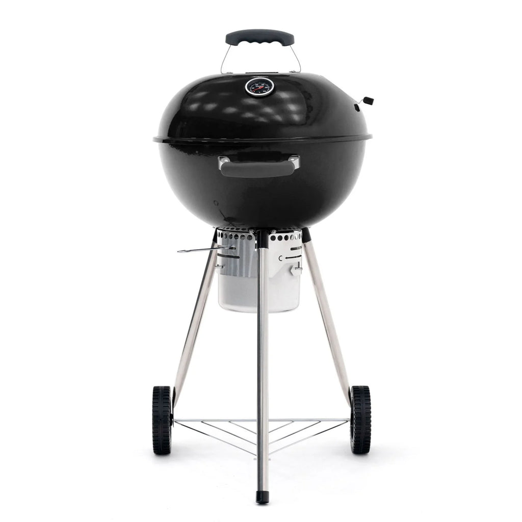 Barbacoa De Carbón Portátil Con Ruedas Kekai Yellowstone 58x47x100 Cm Redonda Con Tapa Y Encendedor Esmaltado En Negro