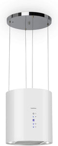 Klarstein Barett - Campana extractora aislada, Ø 35cm, Potencia de 190 W, Ventilación máxima de 590 m³/h, 3 niveles de potencia, CEE B, Iluminación LED, Acero inoxidable cepillado, Blanco
