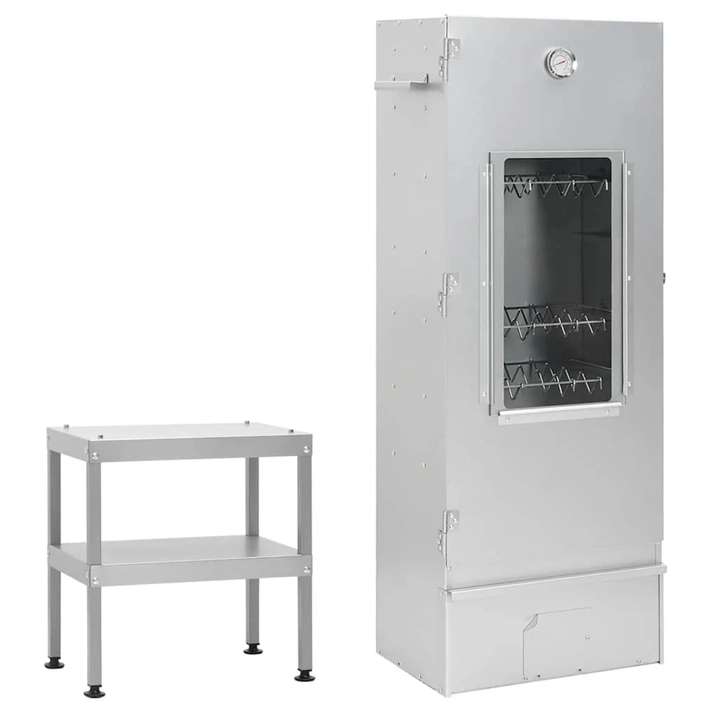 Horno Ahumador De Barbacoa Con Mesa Acero Galvanizado Vidaxl