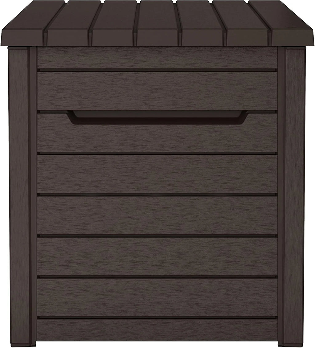 Keter Ontario - Arcón exterior, Baúl almacenaje, Capacidad 870L, Resina, Color Marrón, Ordenación jardín y terraza, 147 x 83 x 86 cm