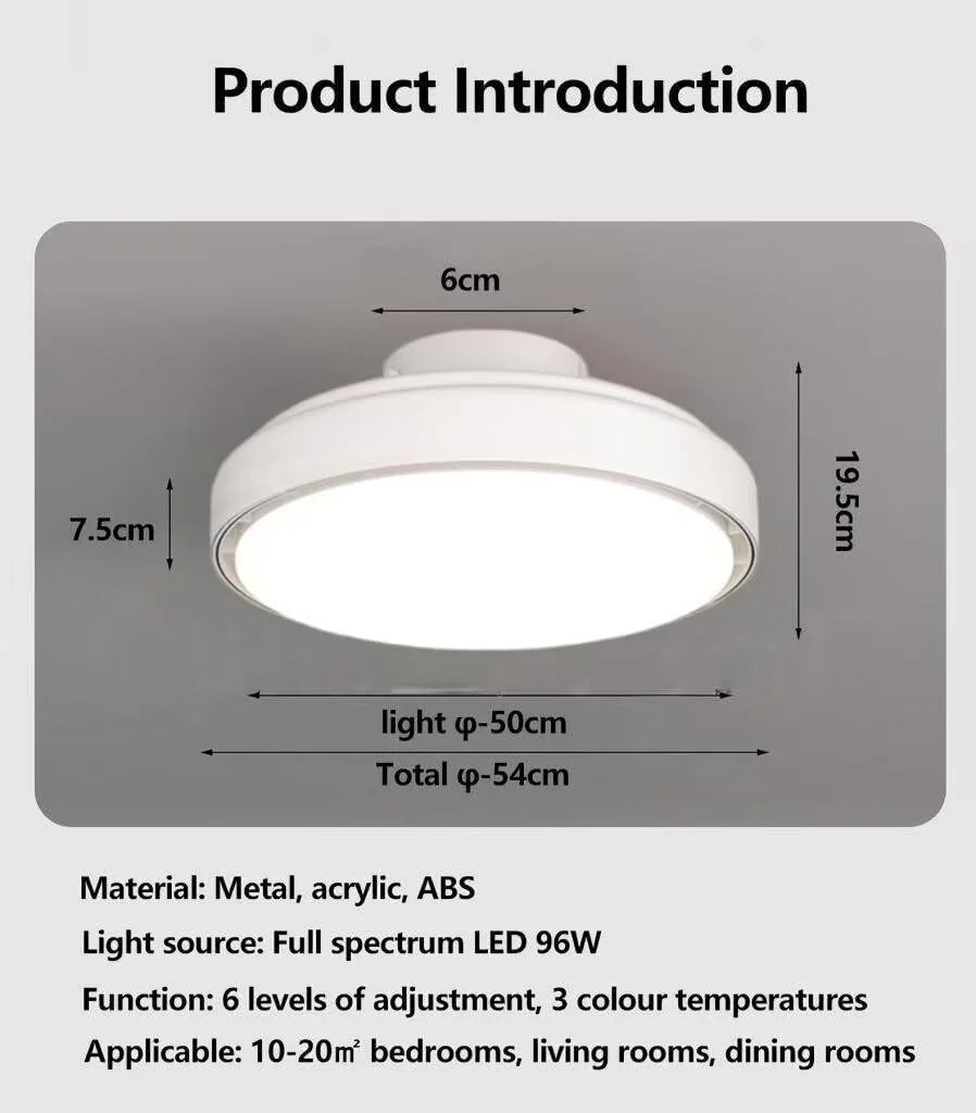 Silencioso Ventilador de Techo luz con Mando a distancia, Ventila Techo Sin Aspas con LED Moderno, 6 velocidades Reversibles, Smart Dimmable Ventilador Lámpara para Dormitorio Salón Bianco