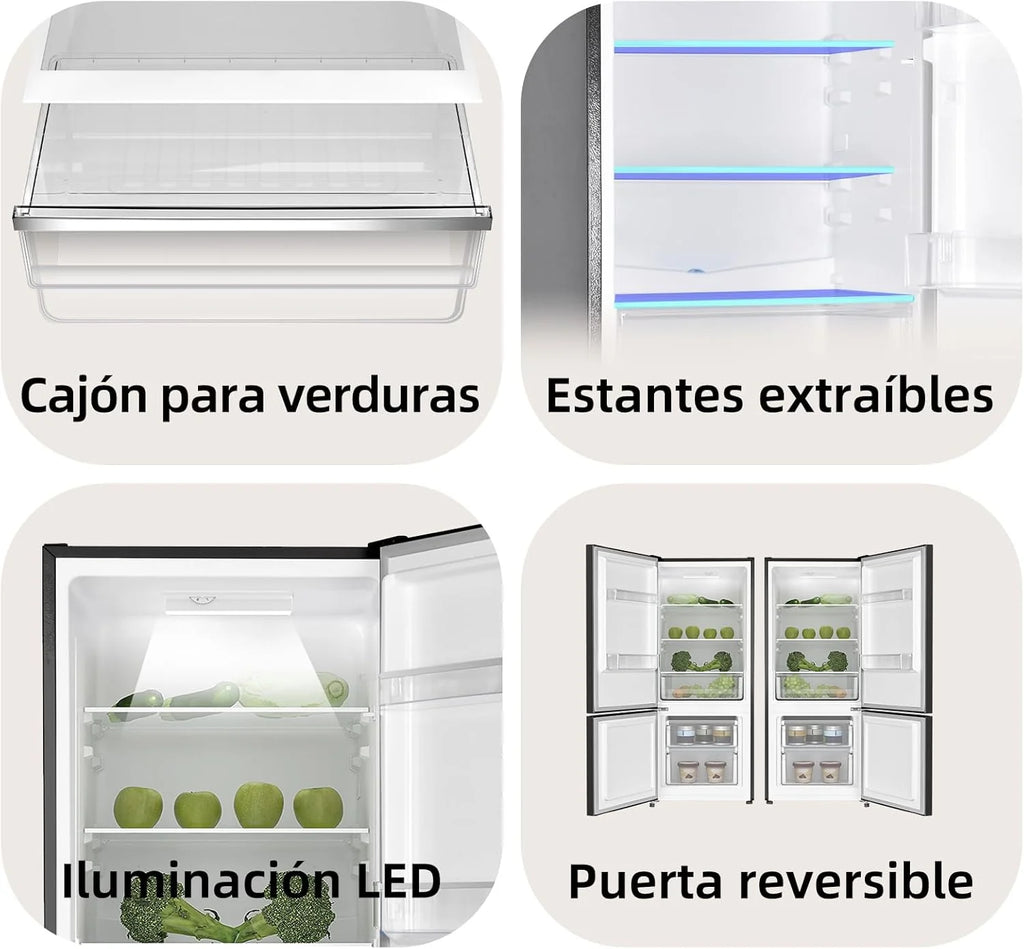 CHiQ Frigorífico FBM205L42 205 L, Low Frost, Clase Energética E, Silencioso de 39 dB, Puertas Reversibles