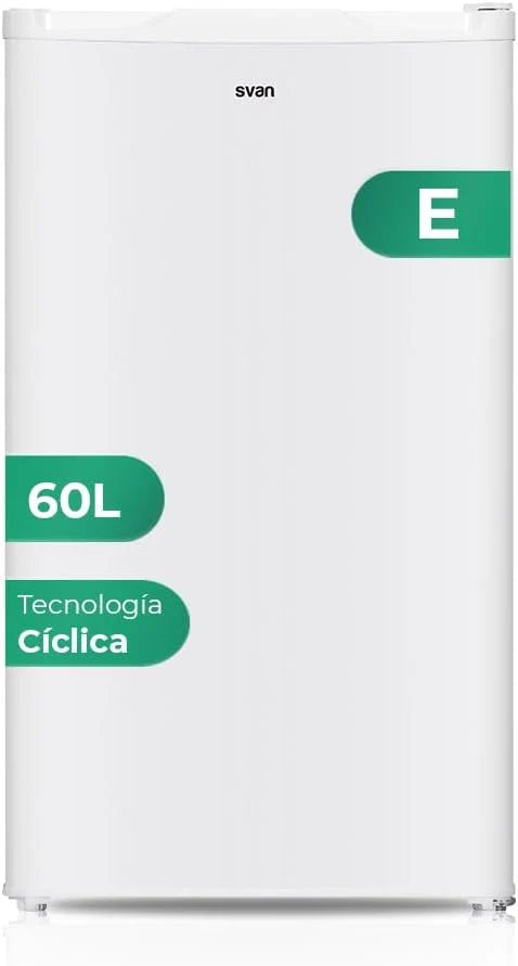 Svan Congelador Vertical Blanco SCV85502E. Capacidad 60 Litros, Puerta Reversible, Bajo nivel Sonoro, Eficiencia Energética Clase E