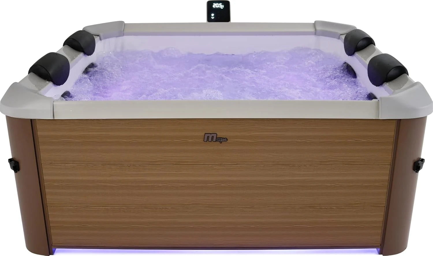 MSPA Whirlpool Oslo Amber – 160 x 160 x 65 cm – Whirlpool Hinchable para 6 Personas con 120 chorros de Masaje, 8 boquillas de hidromasaje, calefacción PTC, luz LED, desinfección de ozono y Cubierta