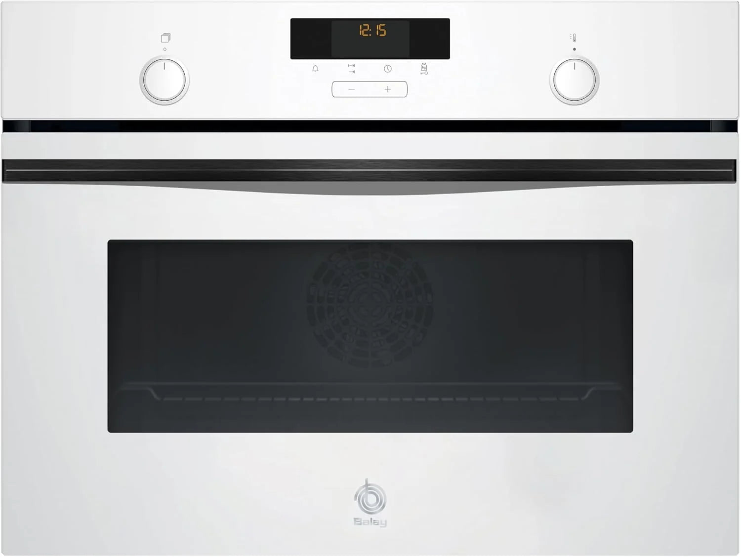 Balay - Horno compacto, 45 cm, Aire Caliente 3D, Aqualisis, Raíles Flex, Cristal blanco, 3CB5159B3