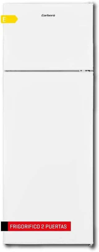 Corberó - Frigorífico 2 Puertas | CF2PV21324W | 57x54x145 | Capacidad 212L | Luz Interior, Crisper, Balcones Ajustables, Descongelación Manual, Estantes de Cristal, Huevera, Cubiteras | Blanco