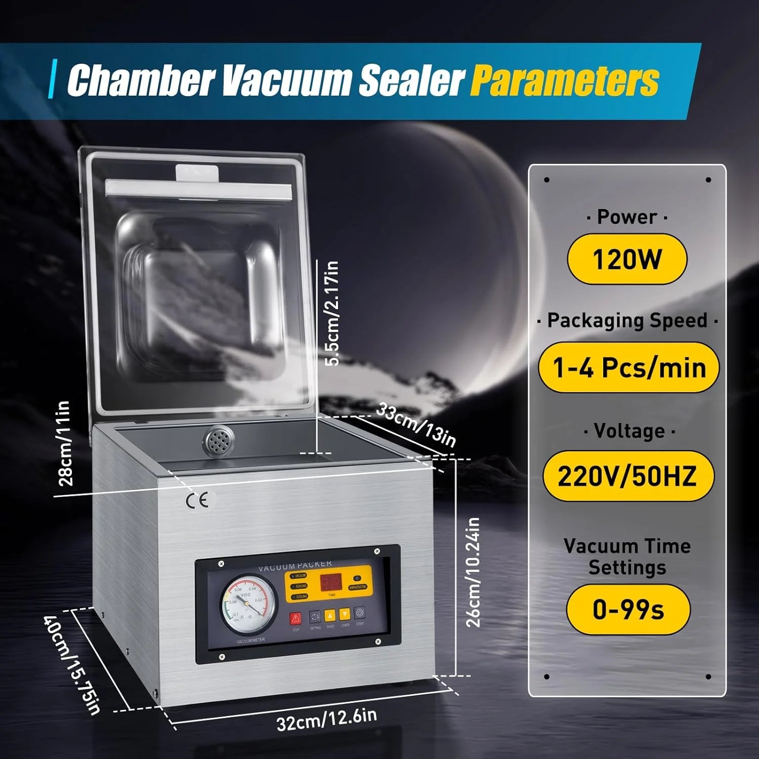 DZ-260S - Envasadora al vacío profesional de 5 litros para líquidos, máquina de vacío para sellado al vacío para sellado de alimentos, ideal para restaurantes