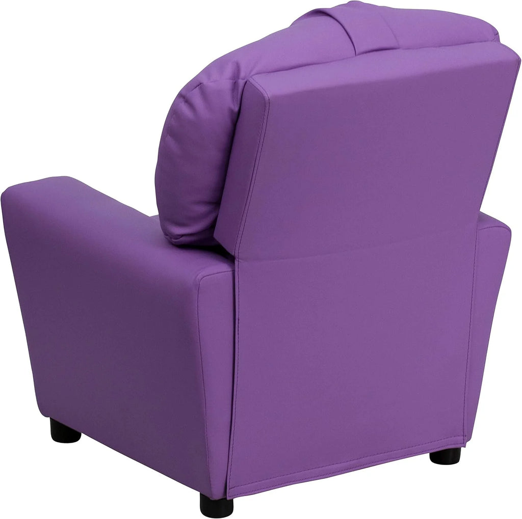 Flash Furniture Współczesny leżak dziecięcy z uchwytem na kubki, drewno, beżowy winyl, 66,04 x 53,34 x 53,34 cm
