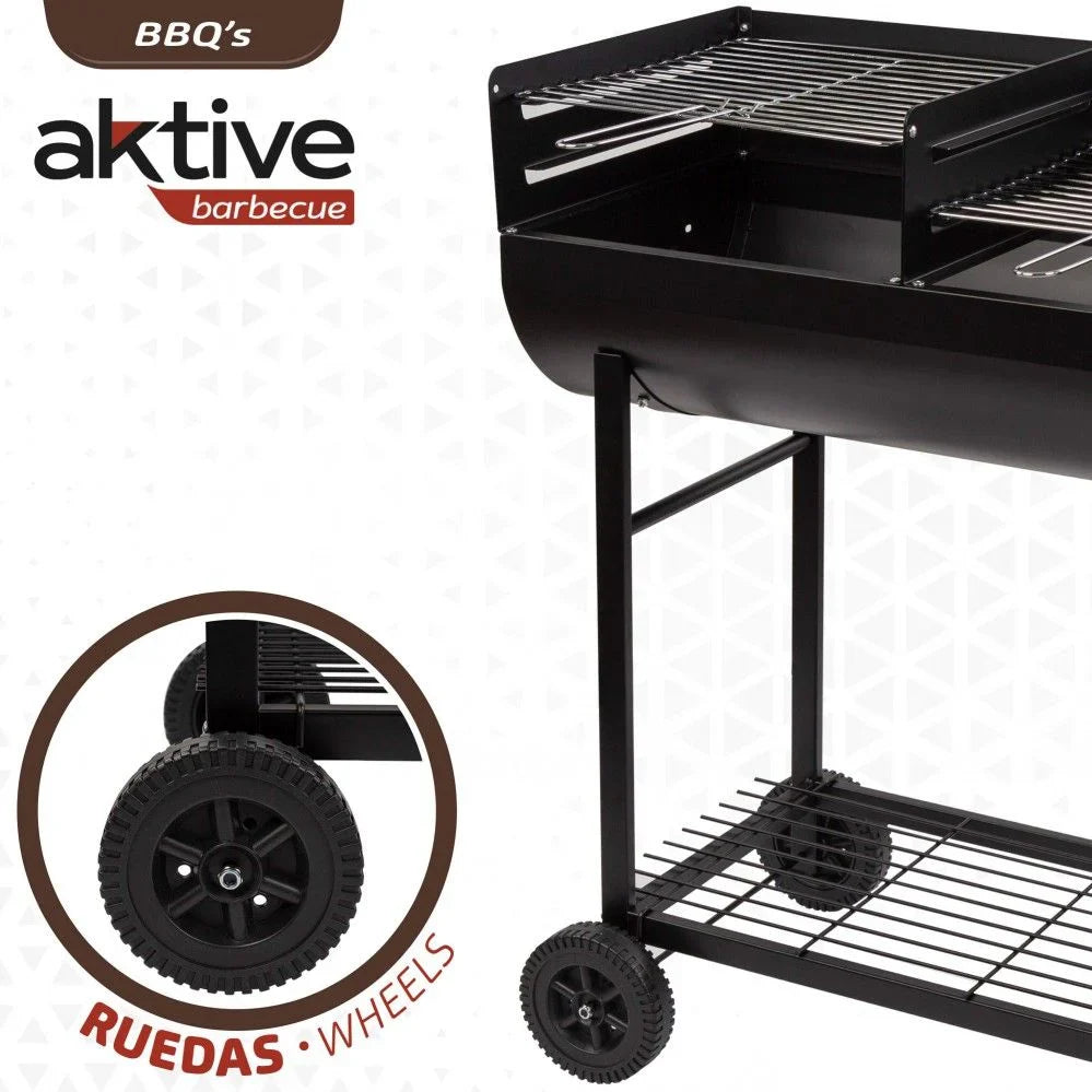 Barbacoa De Carbón Con Doble Parrilla Aktive