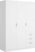 DEKIT GRUPO RIMOBEL Armario Ropero 3 Puertas Y 3 Cajones - Blanco - 121X184X52 Cm