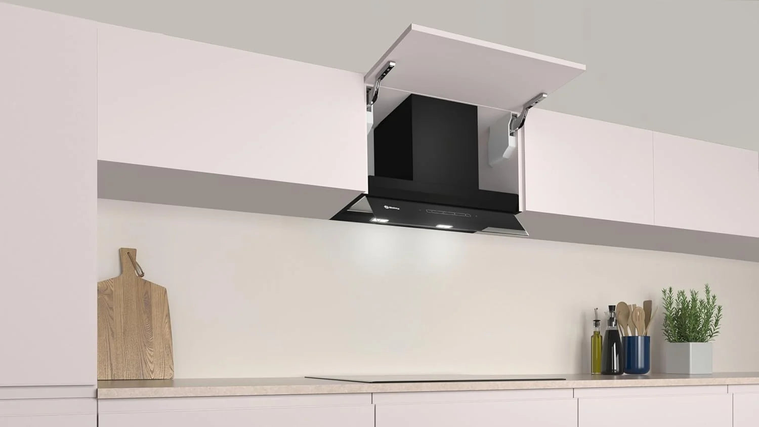 Balay – Campana Extractora Decorativa Integrable, 60 cm de ancho, 4 potencias de extracción, Instalación en Salida de Humos o Recirculación, Negro, 3BD967GN