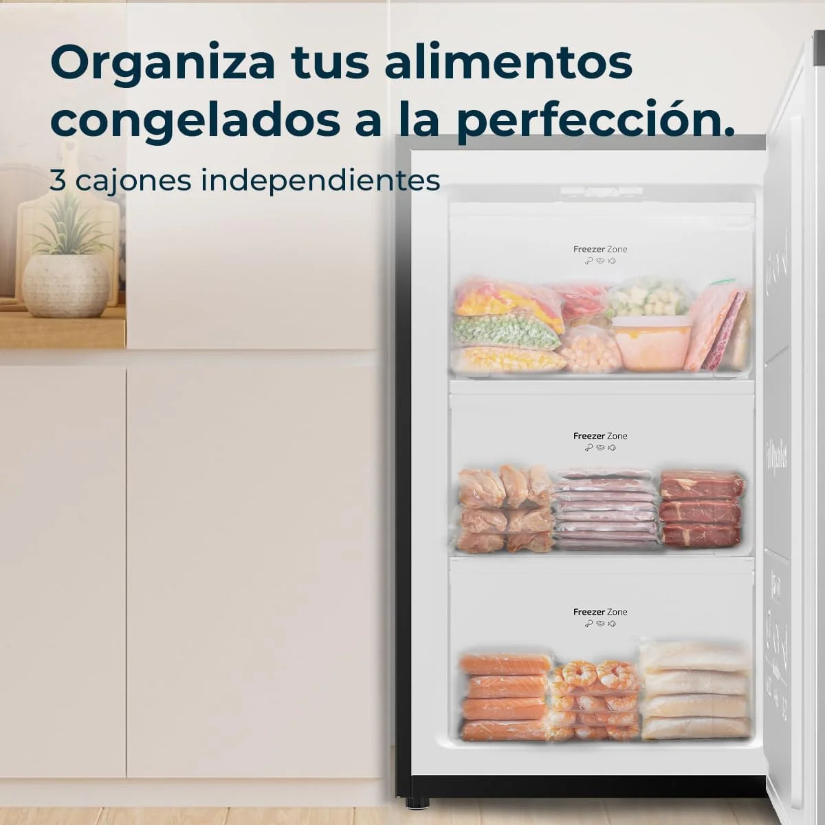 Cecotec Congelador Vertical Sobremesa 87L Bolero CoolMarket TF 87 Inox. 83,6 cm de Altura y 50,6 cm de Ancho, Bajo Consumo, Puerta Plana y Reversible, Diseño Compacto, Blanco