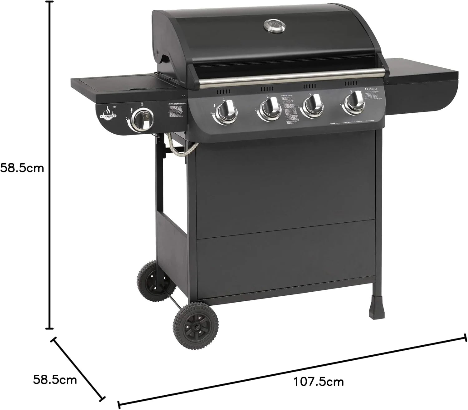 Grill gazowy "COLUMBUS" 4 + 1 palnik firmy El Fuego® BBQ BBQ grill na kółkach, grill gazowy Barbecue AY 563