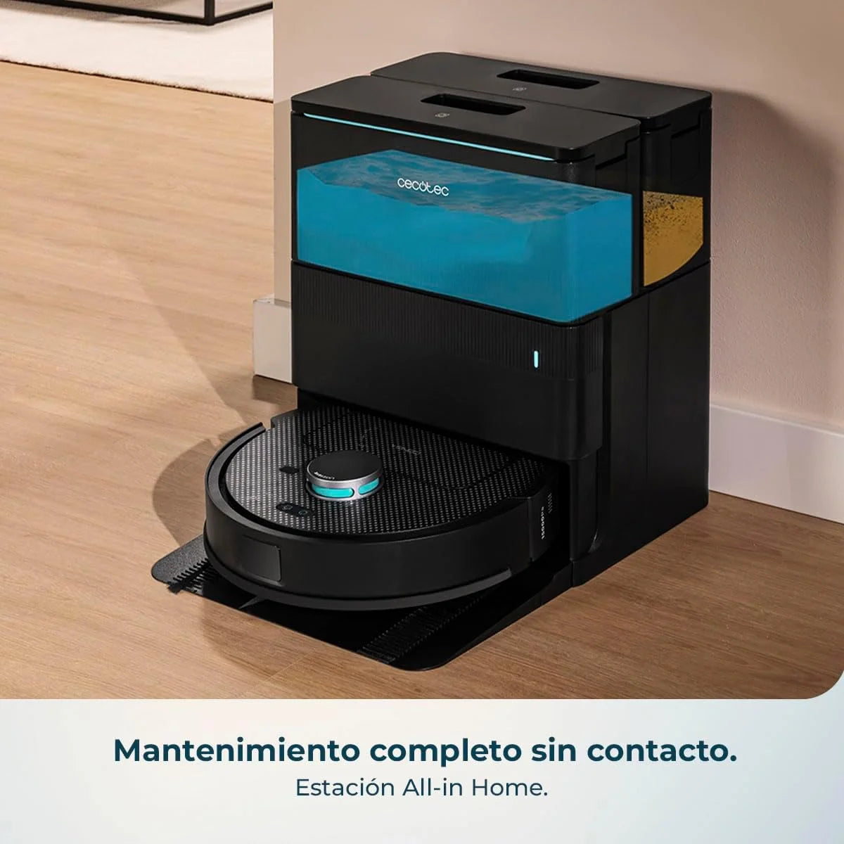 Cecotec Robot Aspirador y Friegasuelos con Base de Autovaciado y App Conga X50 X-Treme. Navegación Láser, Mapeo Interactivo, 15000Pa, Autonomía 240mins, Mopas Elevables, Base con 3 Depósitos