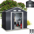 GARDEBRUK® Cobertizo de Jardín 2 m² 196x132x188cm Caseta Metálica Exterior 4m³ con Base Puerta Corrediza Antracita