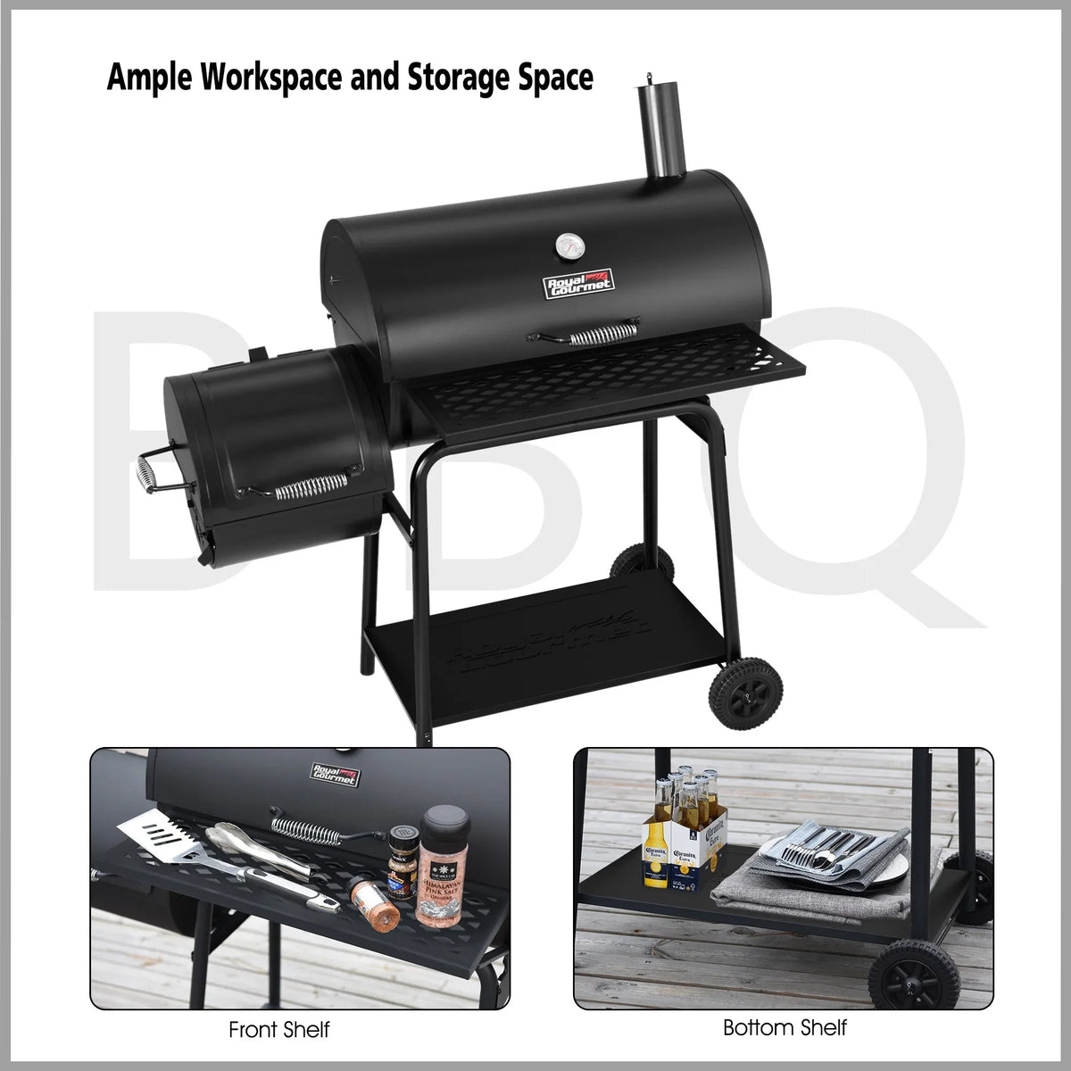 2026 Barbacoa de carbón Royal Gourmet CC1830F 30" con ahumador lateral