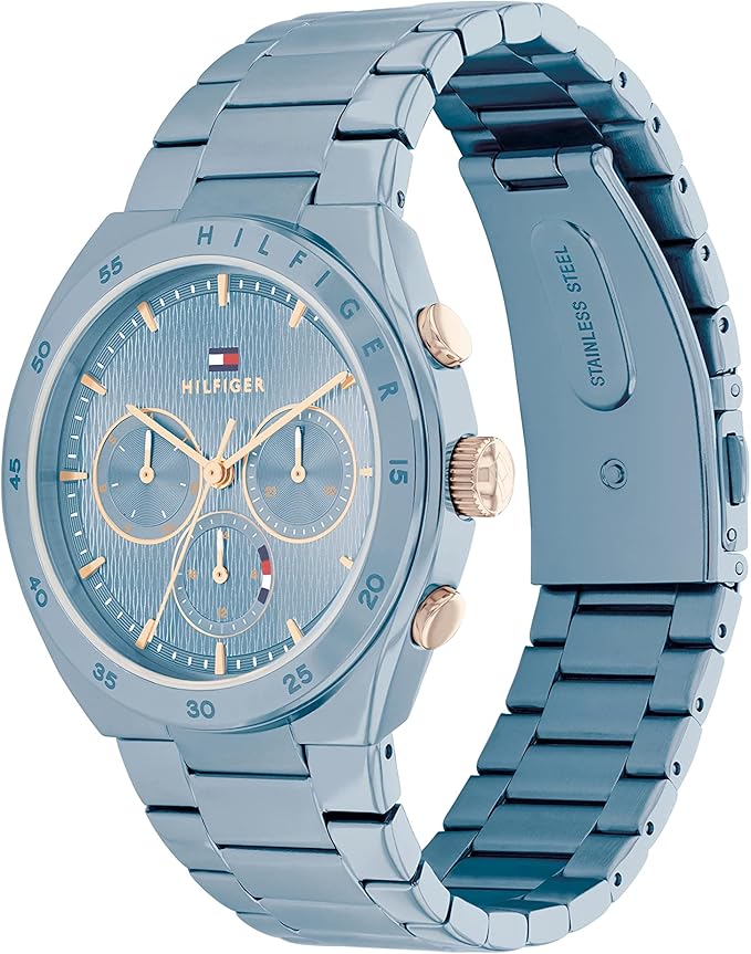 Tommy Hilfiger Reloj Analógico de Cuarzo multifunción para Mujer con Correa en Acero Inoxidable