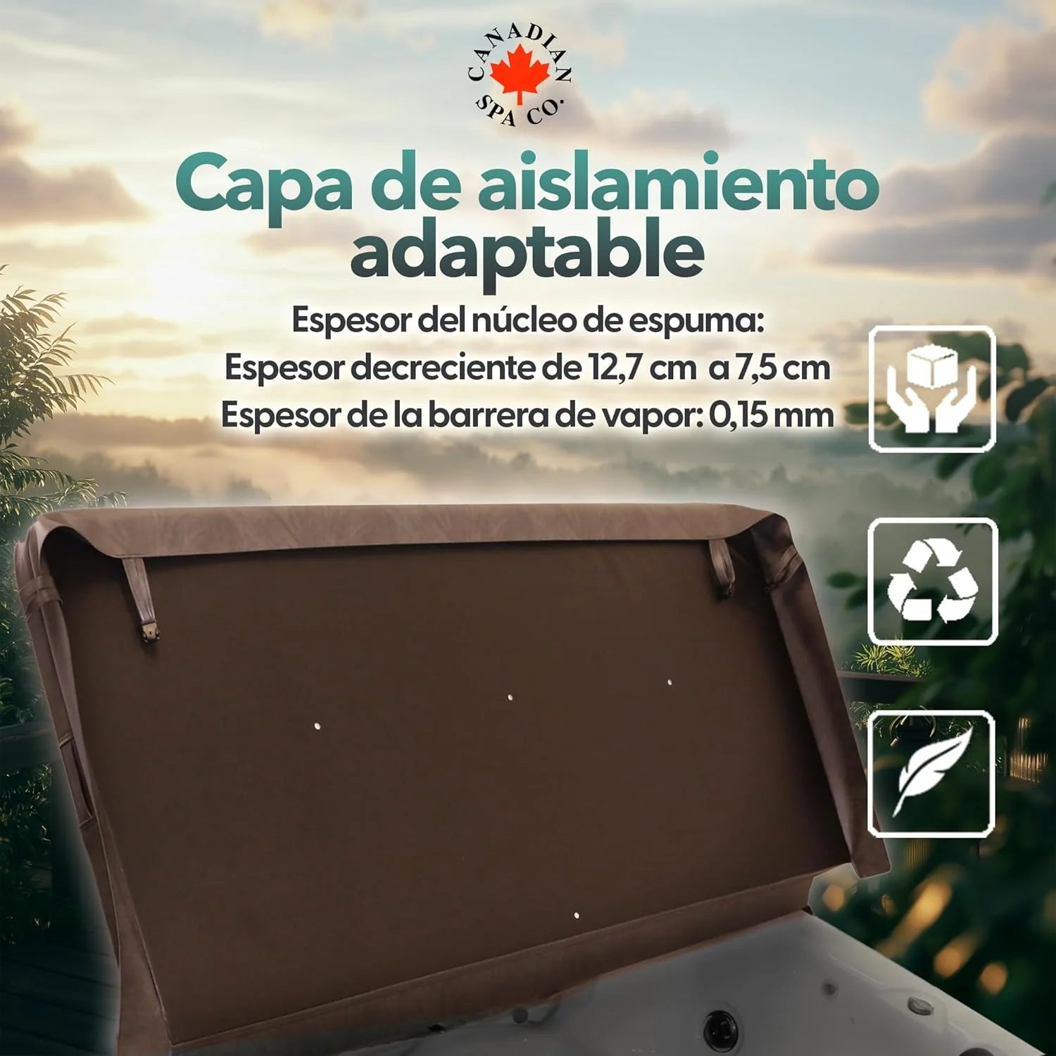 CANADIAN SPA CO. Cubierta Aislante para bañera de hidromasaje, Color marrón, 218 x 218 cm, Disponible en Varios tamaños y Colores
