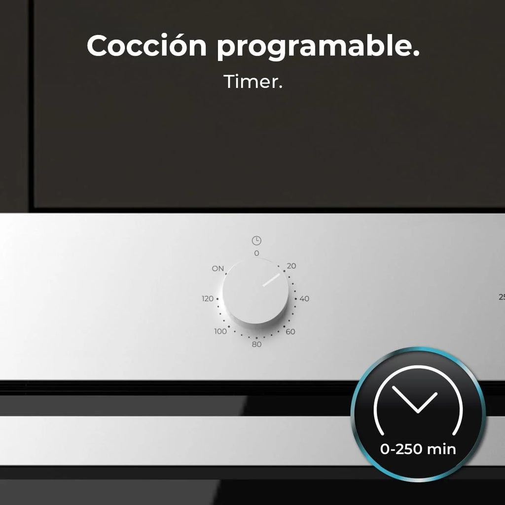 Cecotec Horno Integrable Multifunción 70L Bolero Hexa M236000 Line Time. 2800W, 6 Funciones, Temporizador, Steam Base XXL, Steam Assist, Steam EasyClean, Cooling Fan, Modo Defrost, Eco, Convección