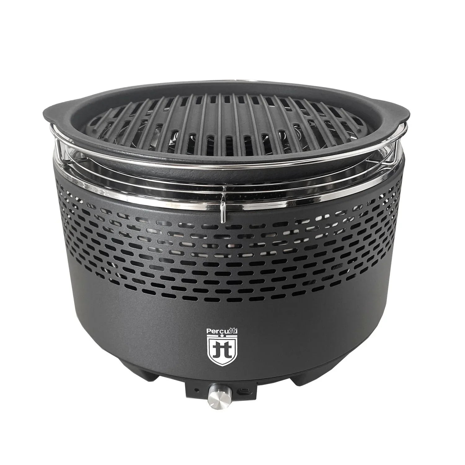 Barbacoa Portátil Sin Humo Percutti | Ventilador Usb | Parrilla De Carbón Con Bolsa De Transporte | Cocción Rápida Y Limpia | Ideal Para Balcón, Camping, Jardín O Terraza