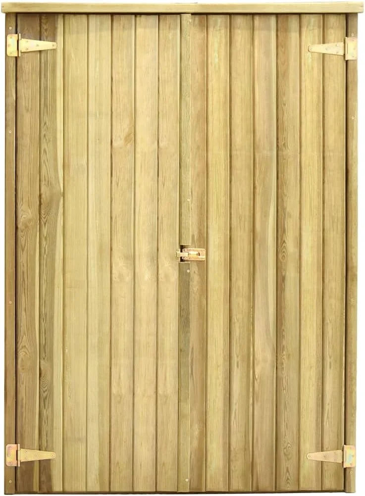 Tidyard Caseta Herramientas Jardín 4 Estantes de Apoyo Gabinete Caseta Herramientas Cobertizo Armario Exterior Madera Jardín Pino Impregnada 123 x 50 x 171 cm