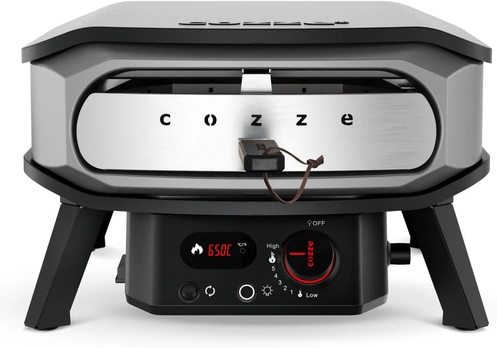 Cozze® horno para pizza PREMIUM ROTATE de gas – 13” – 30 mbar – horno rotativo de acero inoxidable con piedra de cordierita Ø34,5 cm – cocción rápida y uniforme