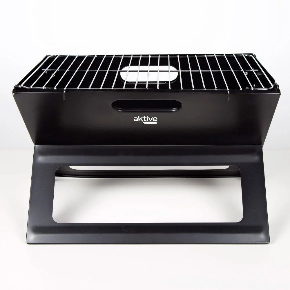 Barbacoa A Carbón Portátil Y Plegable Aktive, 45x29x30cm, De Acero, Con Asa De Transporte