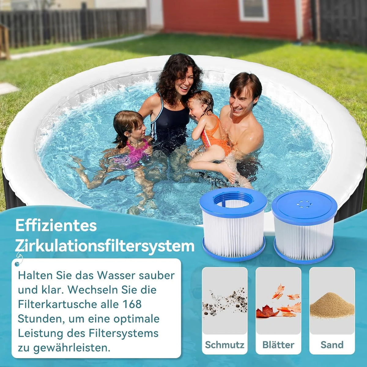Hot Tub hinchable para 4 personas, 2400 W interior/exterior, piscina de spa de invierno, con 120 chorros de aire, protección contra heladas, 799 litros, a prueba de fugas, ahorro de energía