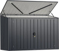 GOPLUS 1,9 m³ Caseta de Jardín de Acero Galvanizado, 193 x 86 x 127 cm, Cobertizo Exterior con Doble Puerta con Cerraduras, Palanca Hidráulica, Casa para Herramientas, Bicicletas, Cubos de Basura