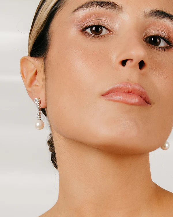 Pendientes circonitas EXCELEN STAR CUT y perla de concha