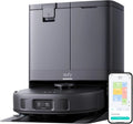 eufy X10 Pro Omni Robot Aspirador con Base Autovaciado y Mopas Giratorias, Mopa Doble con Elevación Automática de 12 mm, Detección de Alfombras, Antiobstáculos AI, Lavado y Secado automático, Negro