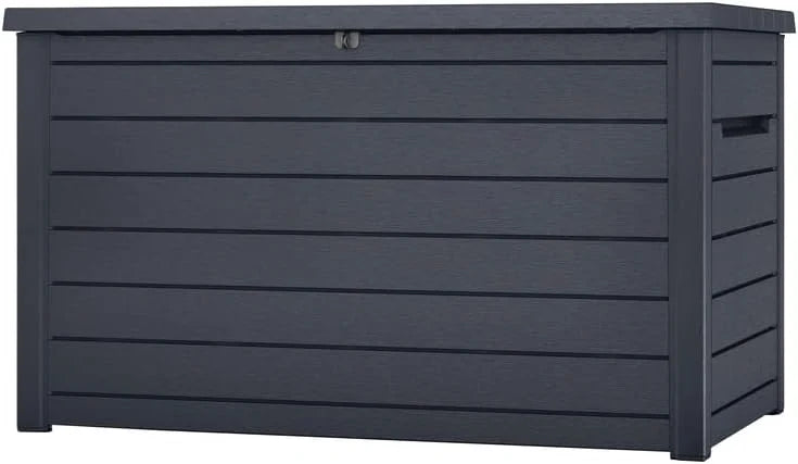 Keter Caja de cojín XXL Ontario, Grafito, 870 l de Capacidad, Dimensiones Exteriores: 147 x 83 x 86 cm, Caja de Almacenamiento Impermeable, para Exteriores