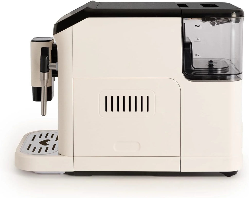 CREATE / THERA MATIC TOUCH/Cafetera superautomática blanco roto / 20 bar, tanque 1,5l, depósito para granos de café de 180g, brazo vaporizador, panel de control táctil, función autolimpieza, 1350W