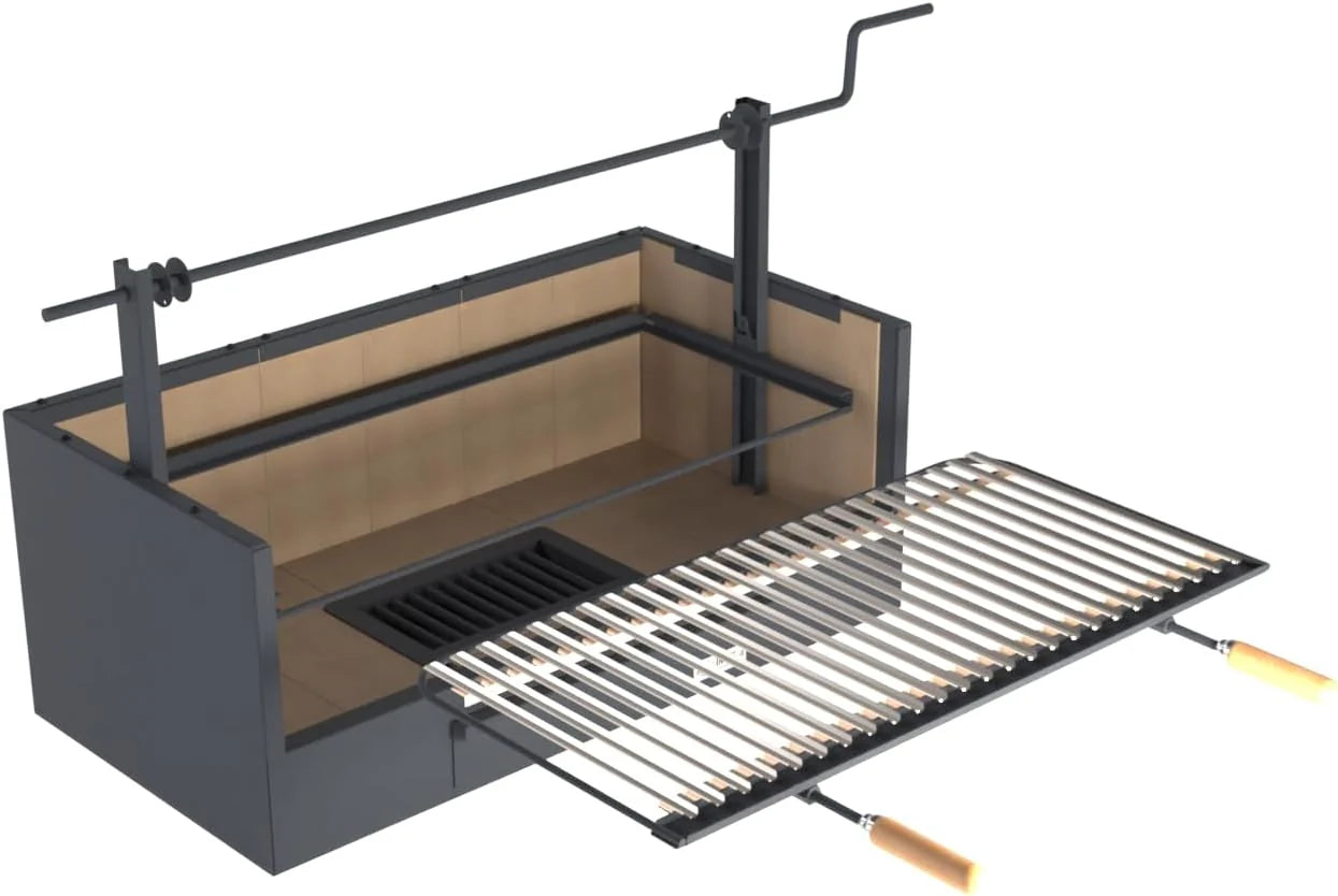 Imex El Zorro – Cajón Barbacoa con Ladrillo Refractario | 90x48x65 cm | Estructura Robusta de Acero y Alta Retención de Calor | Ideal para Barbacoas de Carbón y Leña en Exteriores