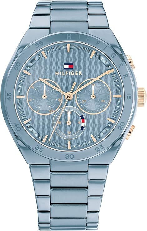 Tommy Hilfiger Reloj Analógico de Cuarzo multifunción para Mujer con Correa en Acero Inoxidable
