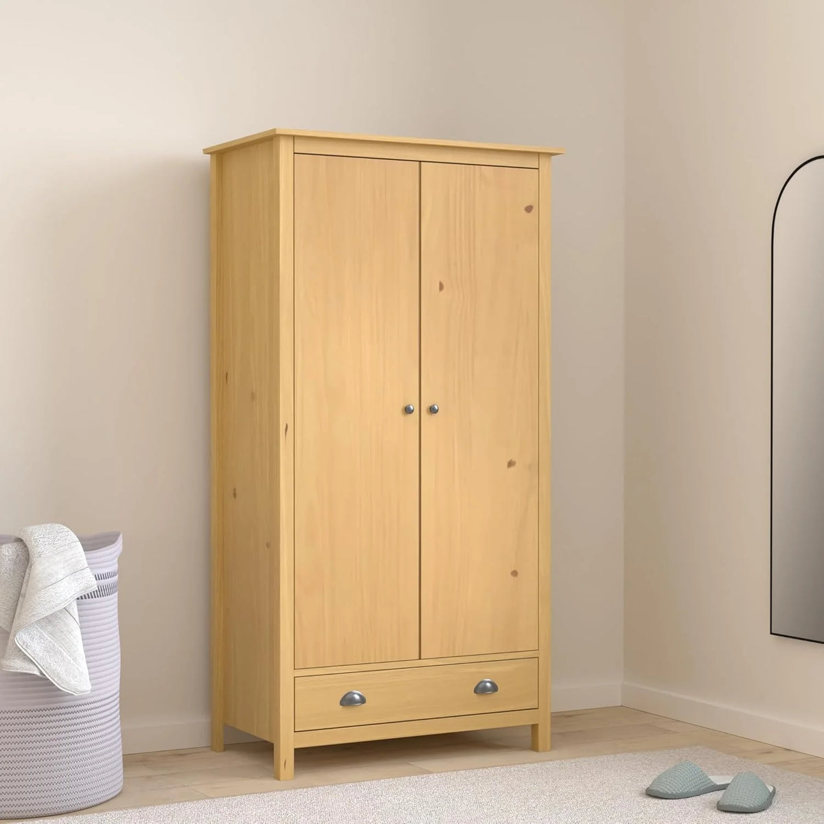 vidaXL Armario de 2 Puertas Muebles para Ropa Roperos Guardarropas de Dormitorio Organizador Colgar Almacenamiento 89x50x170 cm Blanco Madera Pino