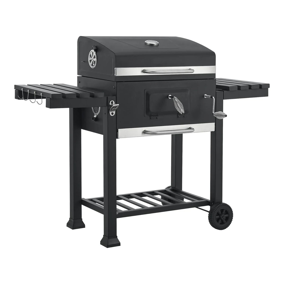 Barbacoa De Carbón Arnad Con 2 Estantes Acero 105x135x48cm - Negro [casa.pro]