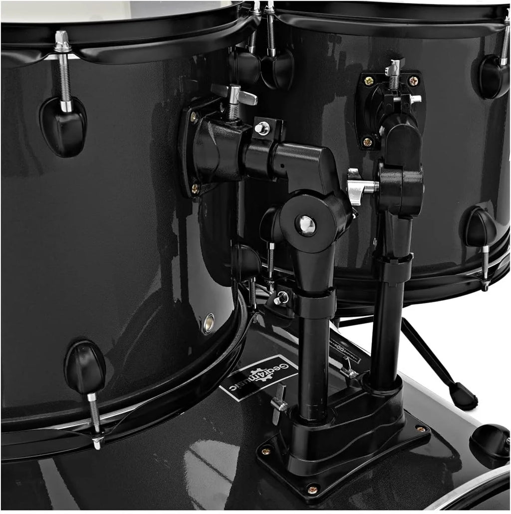 Gear4music BDK-1 Kit de Batería Compacta Completa para Principiantes - Batería Acústica de 5 Piezas, Platillos, Pedal de Bombo, Sillín y Baquetas - Negro