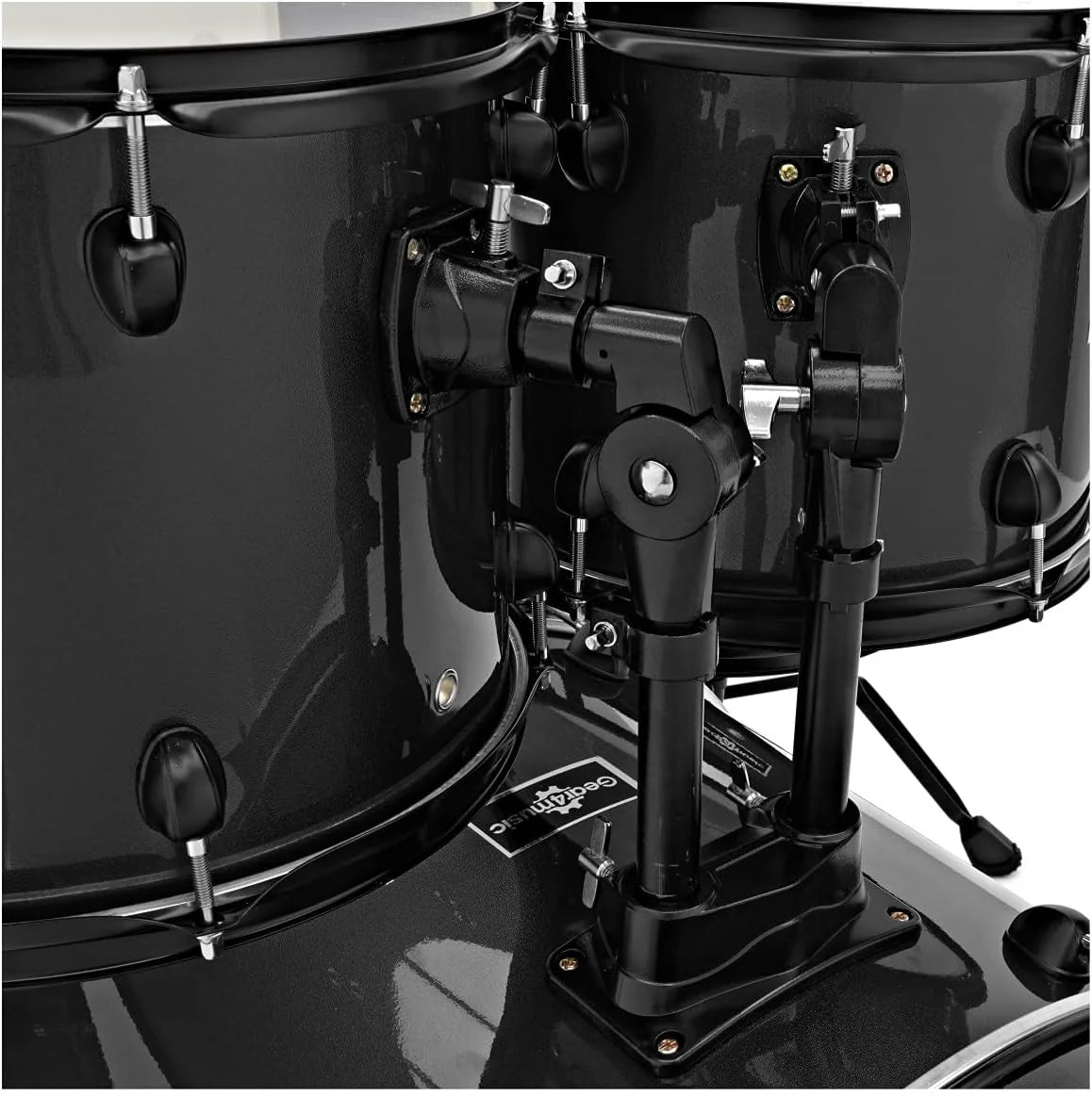 Gear4music BDK-1 Kit de Batería Compacta Completa para Principiantes - Batería Acústica de 5 Piezas, Platillos, Pedal de Bombo, Sillín y Baquetas - Negro