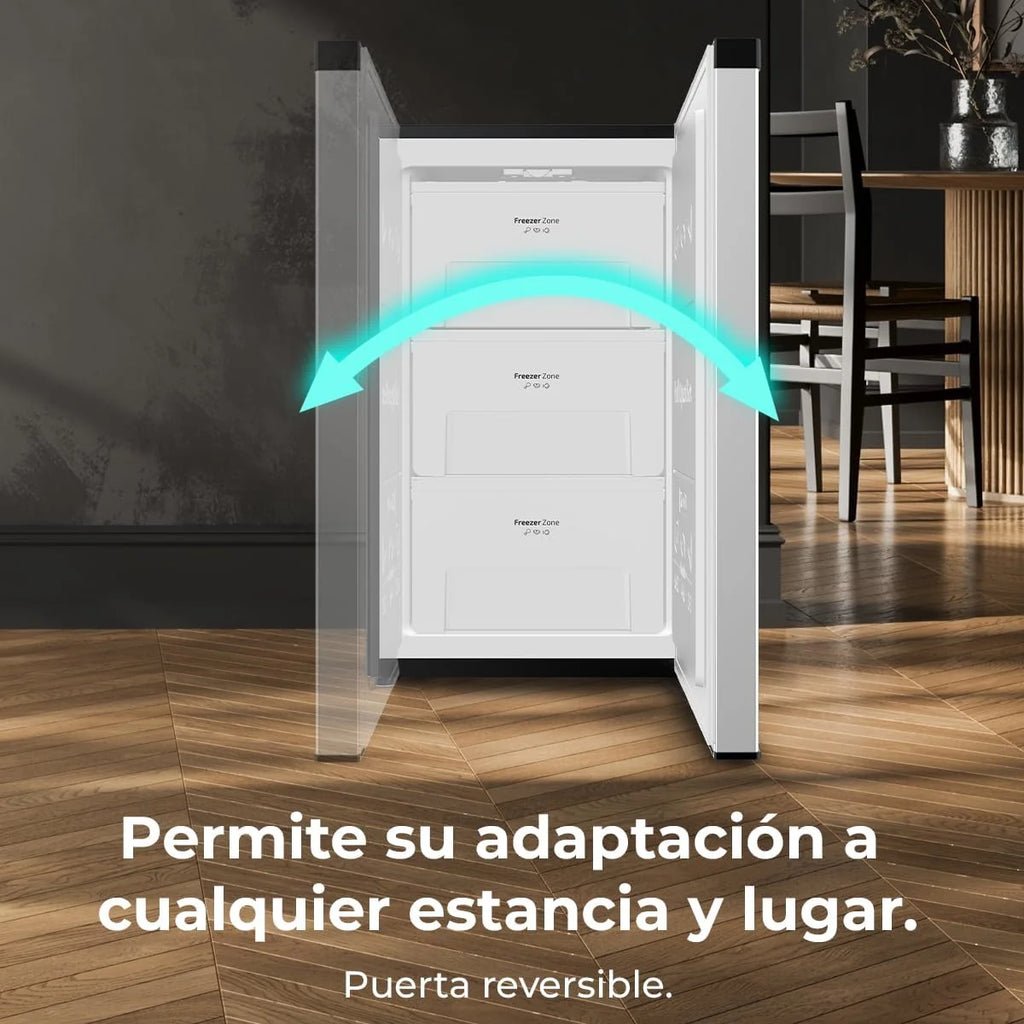Cecotec Congelador Vertical Sobremesa 87L Bolero CoolMarket TF 87 Inox. 83,6 cm de Altura y 50,6 cm de Ancho, Bajo Consumo, Puerta Plana y Reversible, Diseño Compacto, Blanco