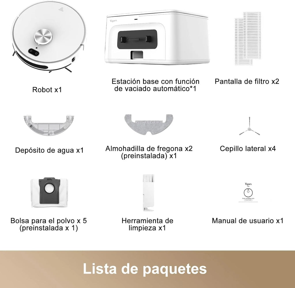 Robot Aspirador y fregasuelos hasta 8000 Pa Potente succión Autovaciado Autonomía de 220 Minutos Navegación Láser LiDAR y Mapeo Lnteligente,Limpieza Personalizada Control por Voz y App
