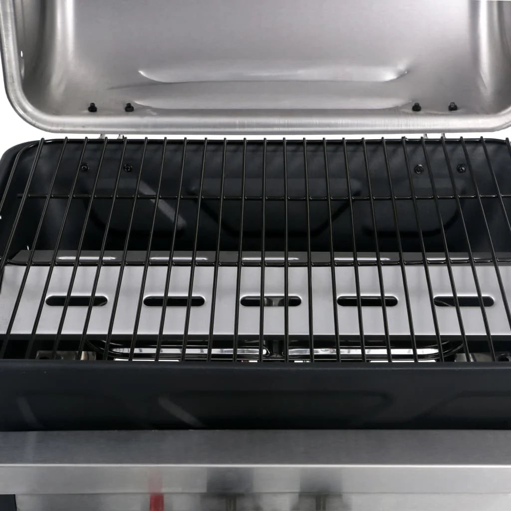 Barbacoa Portátil De Gas Con Mesita 3 Estantes Negro Y Plateado Vidaxl