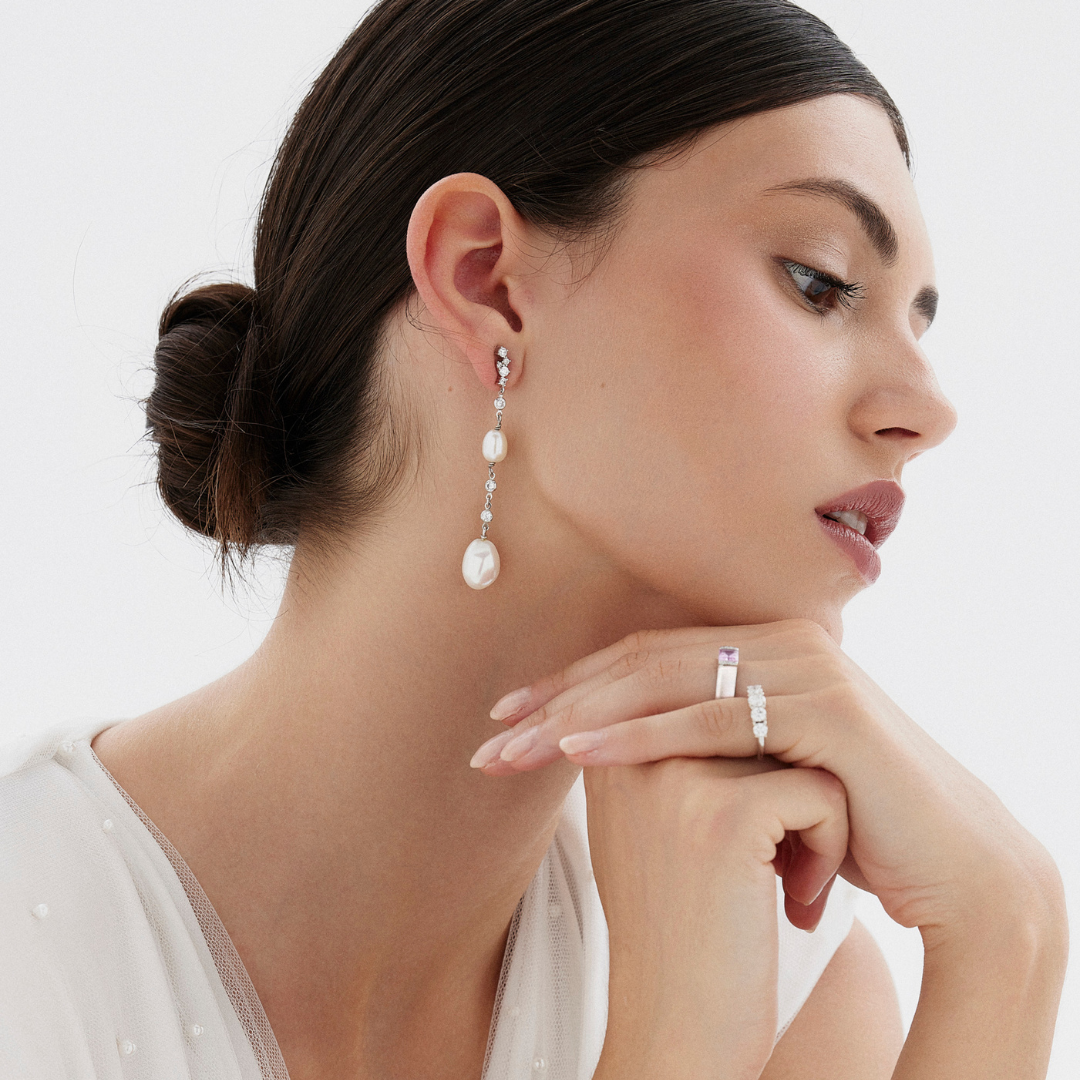 Pendientes plata con perlas