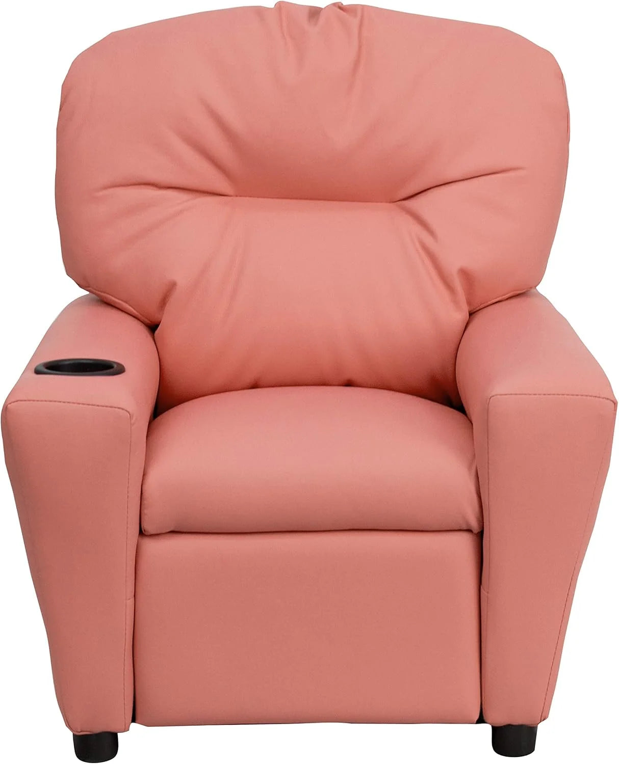 Flash Furniture Współczesny leżak dziecięcy z uchwytem na kubki, drewno, beżowy winyl, 66,04 x 53,34 x 53,34 cm