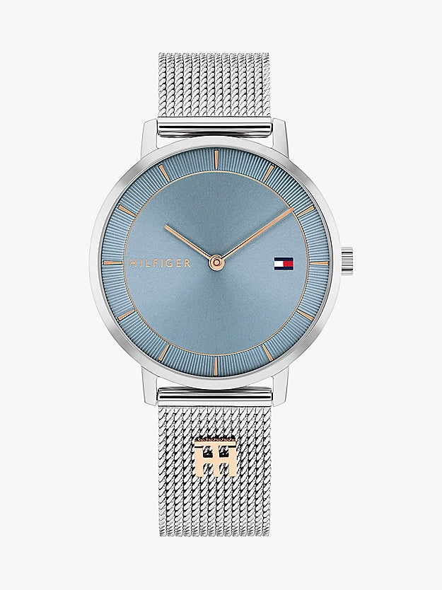 Reloj con detalles en tono oro rosa y malla