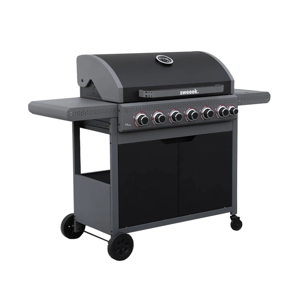 Barbacoa De Gas Edmond Negra - 6 Quemadores + 1 Fuego Lateral | Sweeek