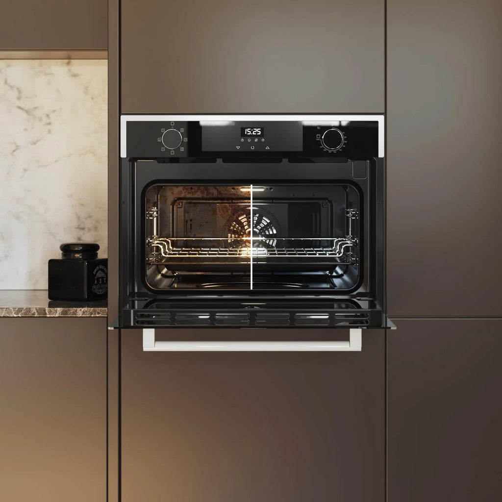 Cecotec Horno Integrable 45cm Alto Multifunción Bolero Hexa M224500 Edge A. 2600W, 53L Capacidad, 7 Funciones, Grill, Fan Assisted Grill, Convección, Defrost, Steam Base X2, Steam EasyClean, Vapor
