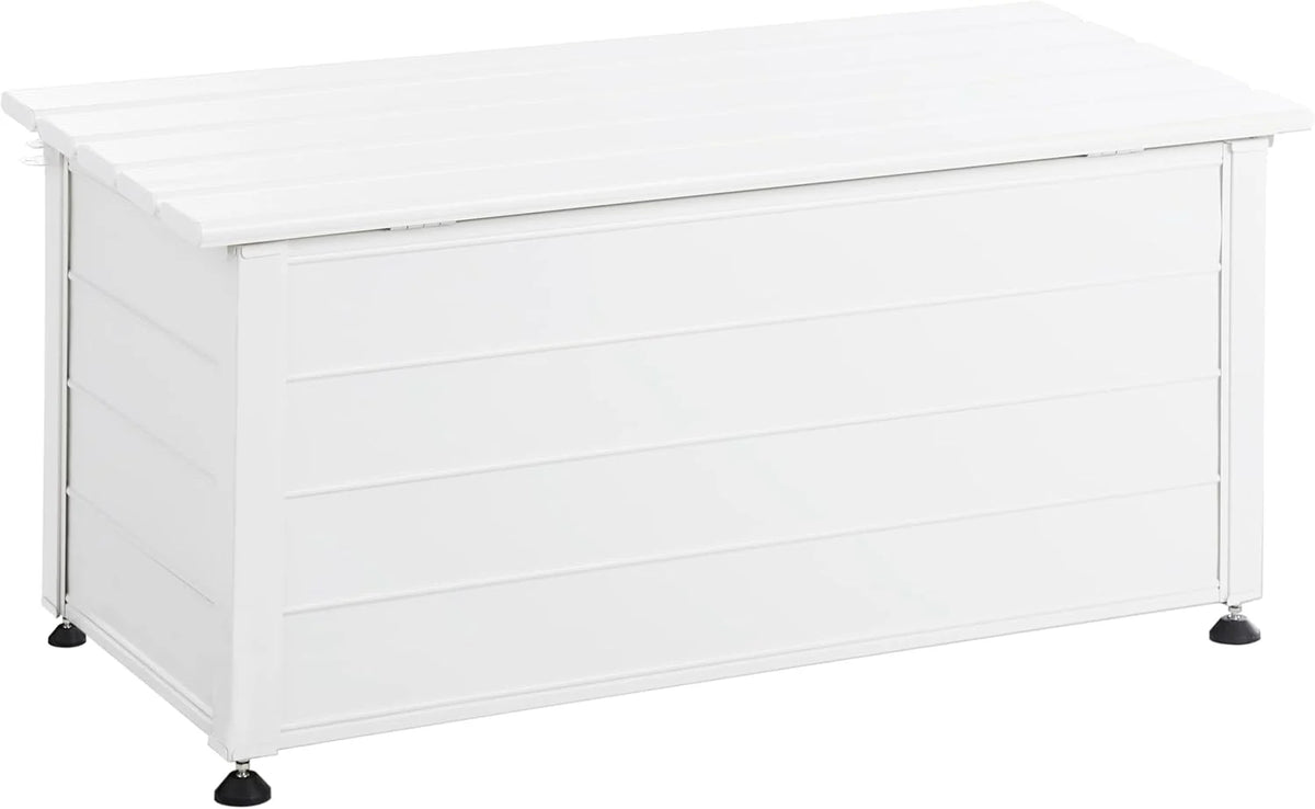 Beliani Arcón para exterior de aluminio mueble de almacenaje de jardín blanco 113 x 50 cm Campalto