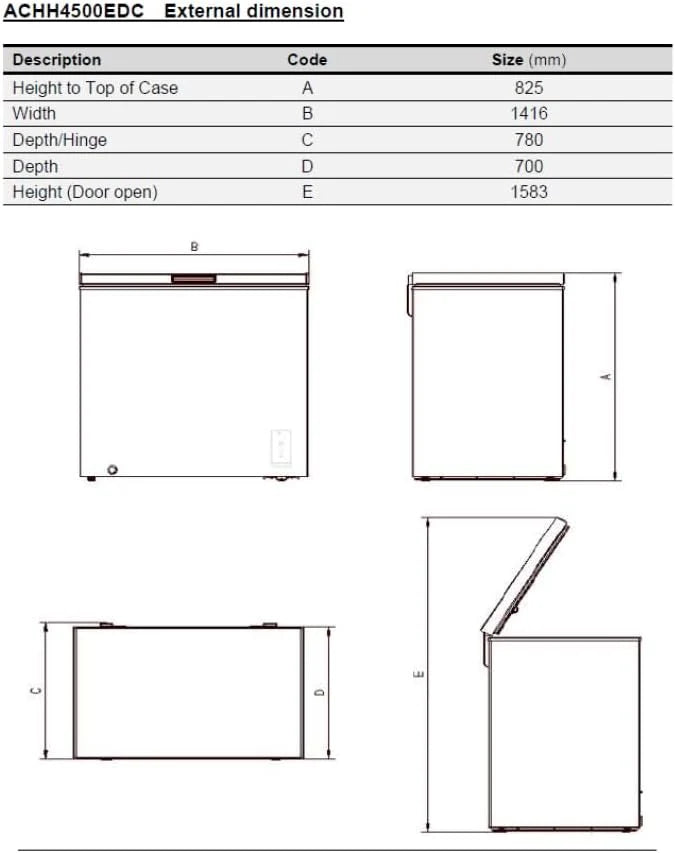 Aspes Congelador Horizontal Blanco ACHH4500EDC. Capacidad 418 Litros, Dual Cooling, 2 Cestas, Bajo Nivel Sonoro, Eficiencia Energética Clase E